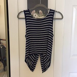 Stripped Blue and White loose TANK TOP